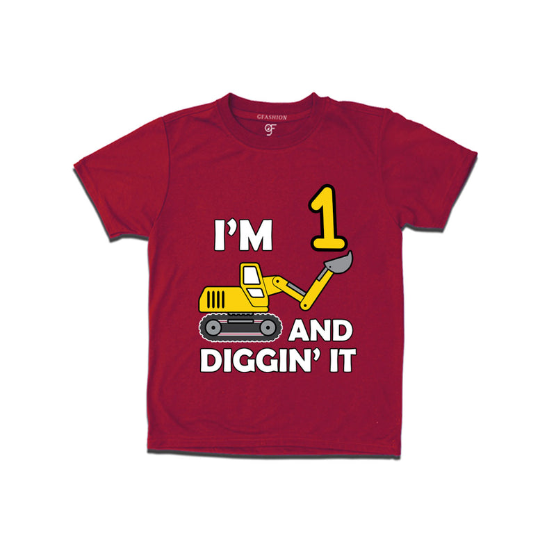 I'm 1 and Digging It t shirts for boys and girls