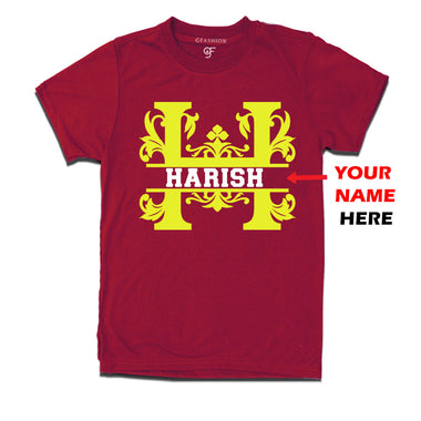 Initial H with name t shirts for kids and adults