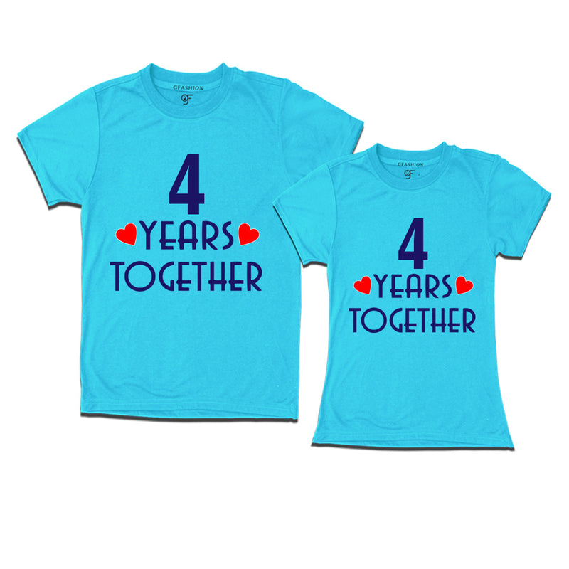 4 years together wedding anniversary couple t-shirts