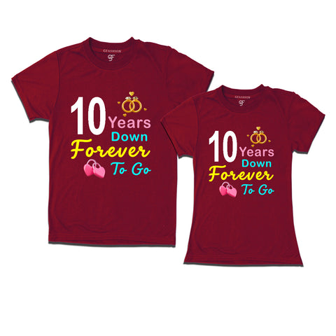 10 years down forever to go-10th  anniversary t shirts