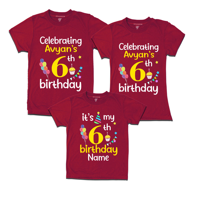 6th birthday name customized t shirts with family