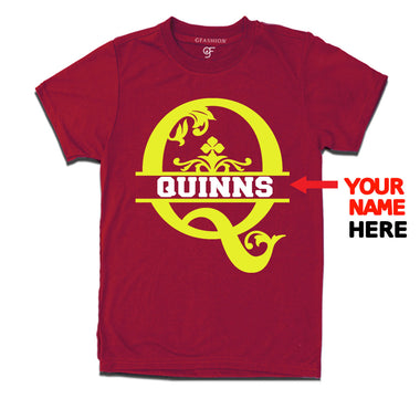Initial Q with name t shirts for kids and adults