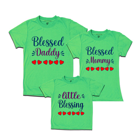 BLESSED DADDY BLESSED MOMMY AND LITTLE BLESSING FAMILY T SHIRTS