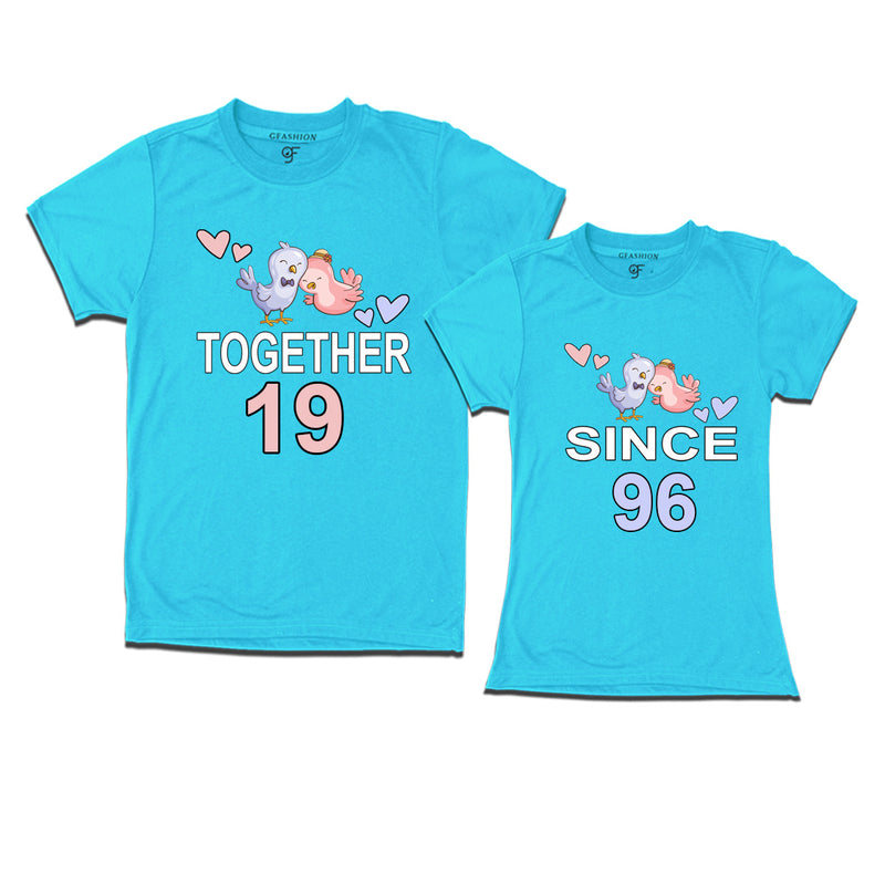 Together since 1996 Couple t-shirts for anniversary with cute love birds