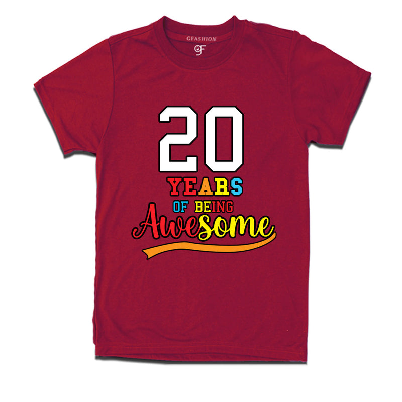 20 years of being awesome 20th birthday t-shirts