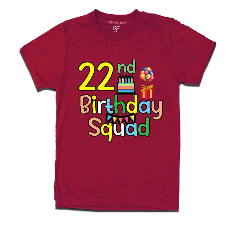 22nd birthday squad t shirts