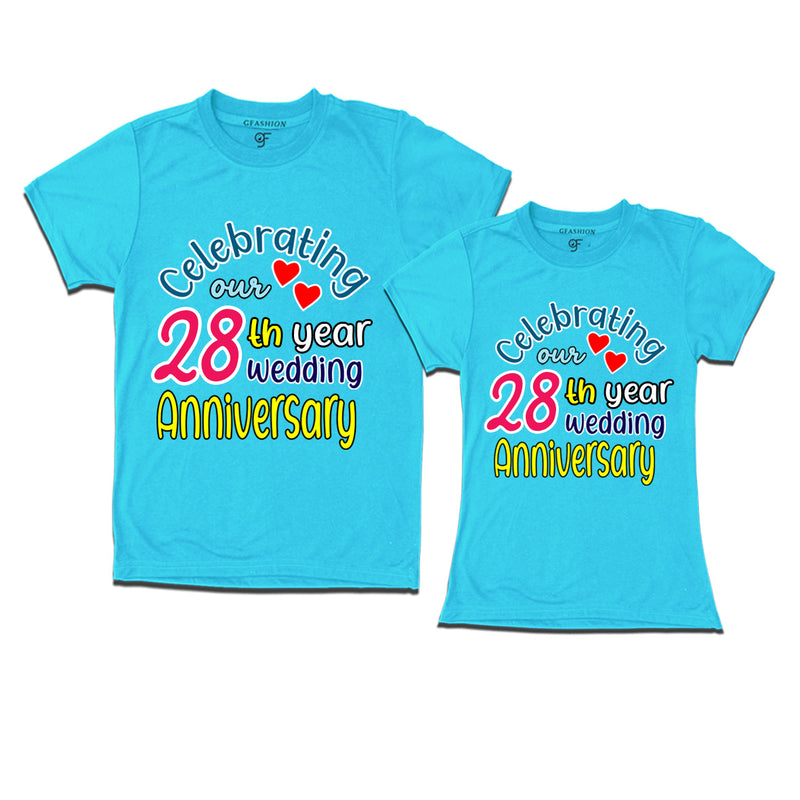 celebrating our 28th year wedding anniversary couple t-shirts