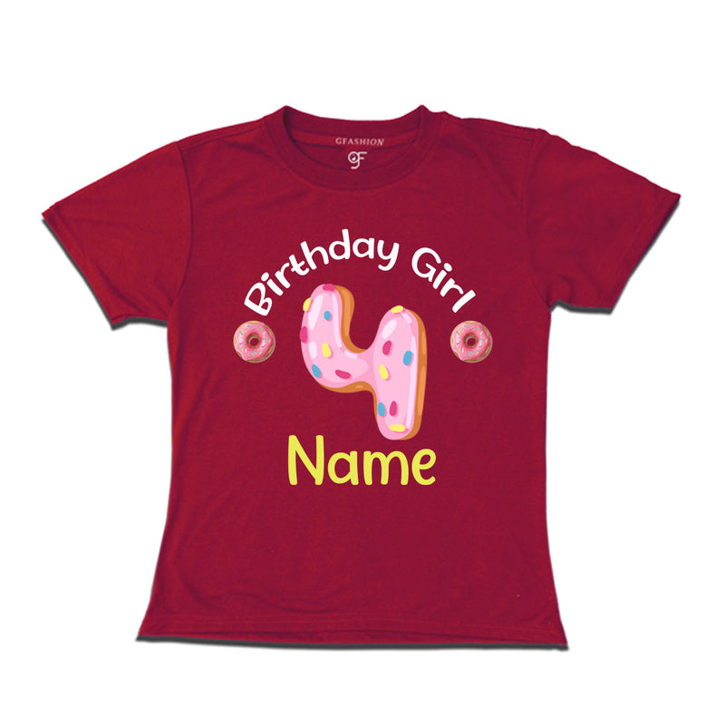 Donut Birthday girl t shirts with name customized for 4th birthday