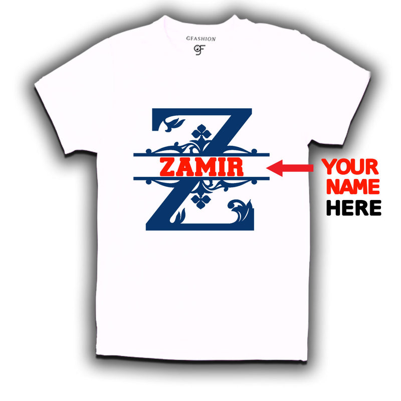Initial Z with name t shirts for kids and adults