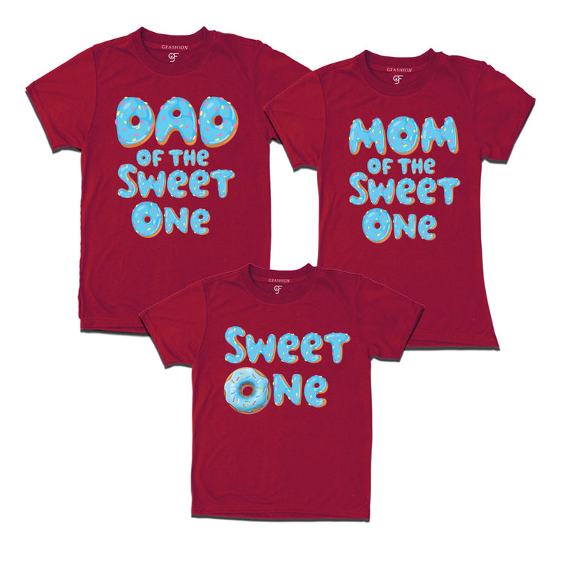 Family T-shirts For Birthday  for sweet one's dad and mom with donut theme