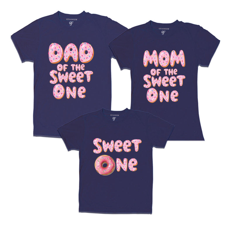 Birthday Family T shirts for sweet one's dad and mom with Pink donut theme