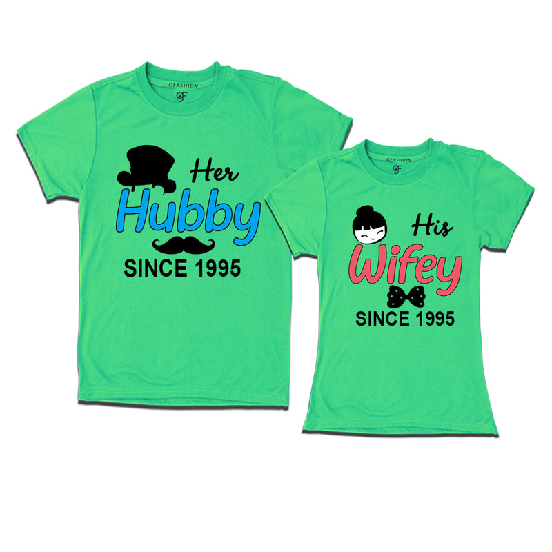 Her Hubby His Wifey since 1995 t shirts for couples