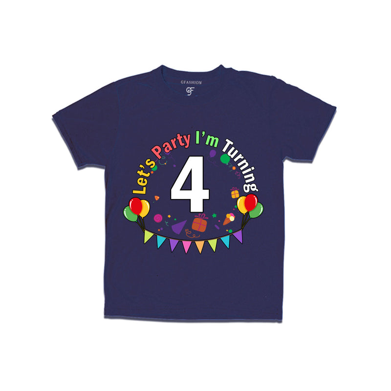 Let's party i'm turning 4 festive birthday t shirts