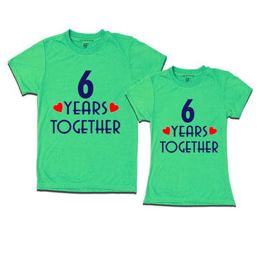 6 years together wedding anniversary couple t-shirts