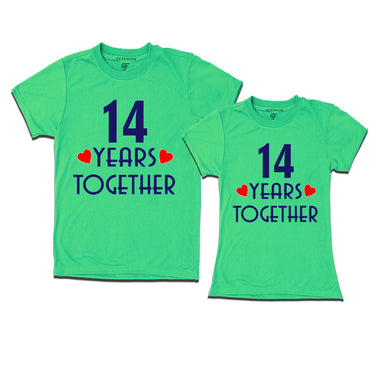 14 years together wedding anniversary couple t-shirts