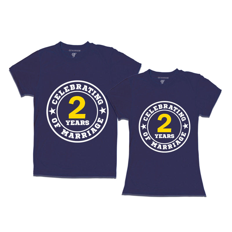 Celebrating 2 years of marriage couple t shirts