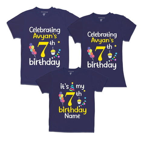 7th birthday name customized t shirts with family