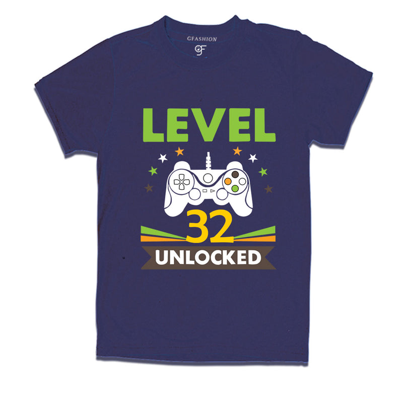 Level 32 Unlocked gamer t-shirts for 32 year old birthday