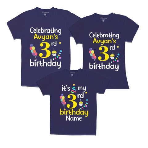 3rd birthday name customized t shirts with family