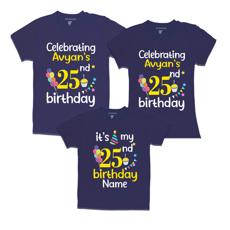 25th birthday name customized t shirts with family