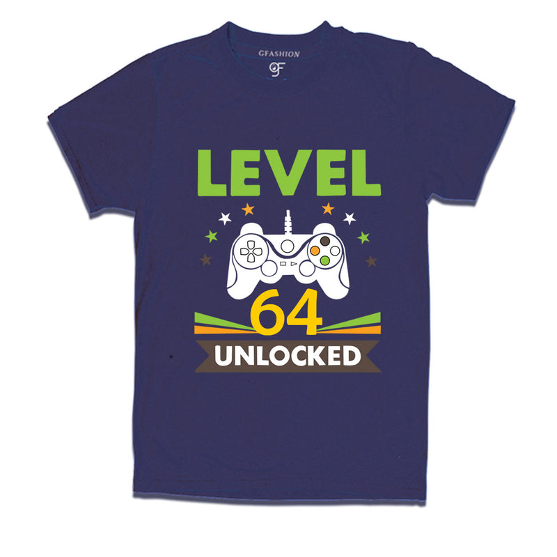 Level 64 Unlocked gamer t-shirts for 64 year old birthday