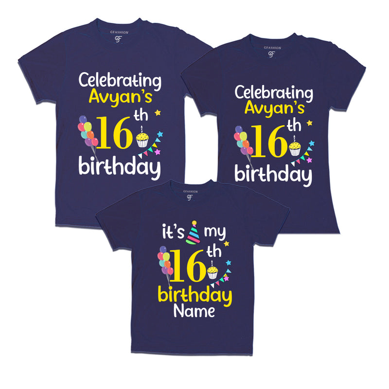 16th birthday name customized t shirts with family