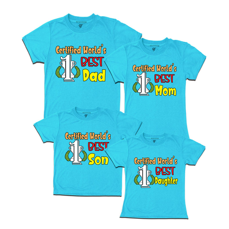 CERTIFIED WORLD'S BEST DAD MOM SON AND DAUGHTER FAMILY T SHIRTS