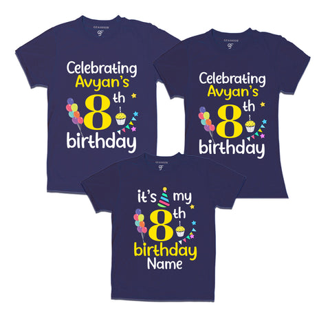 8th birthday name customized t shirts with family