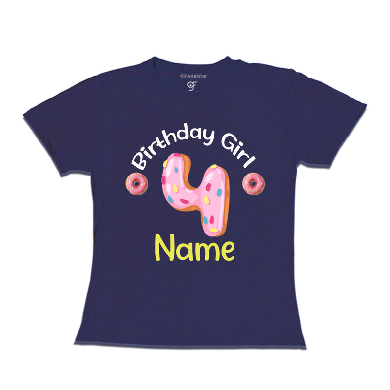 Donut Birthday girl t shirts with name customized for 4th birthday