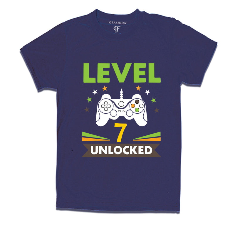 Level 7 Unlocked gamer t-shirts for 7 year old birthday