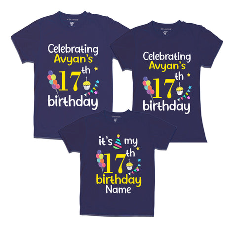 17th birthday name customized t shirts with family