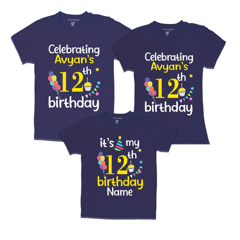 12th birthday name customized t shirts with family