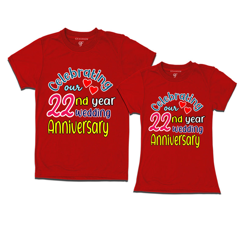 celebrating our 22nd year wedding anniversary couple t-shirts