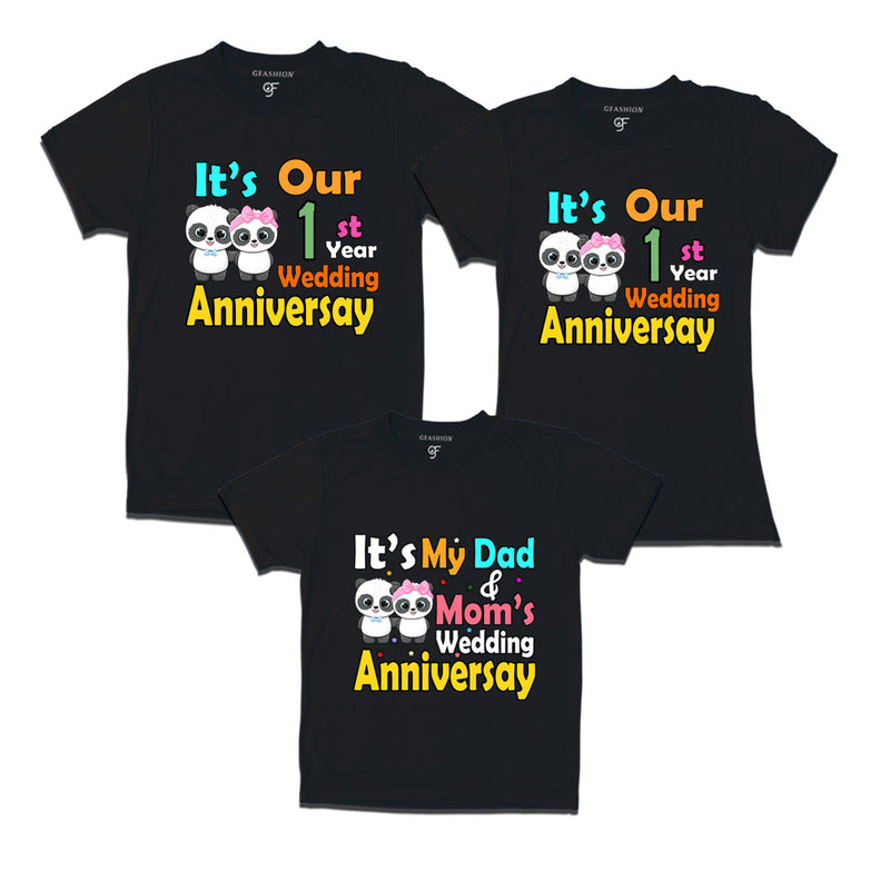 It's our 1st year wedding anniversary family tshirts.