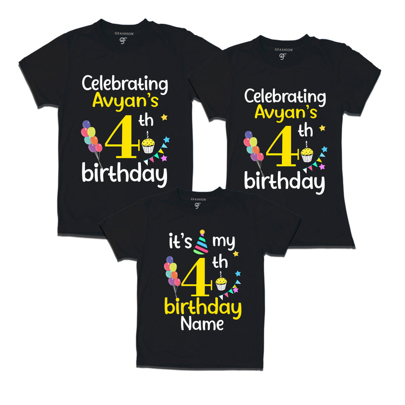 4th birthday name customized t shirts with family