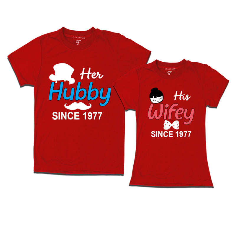 Her Hubby His Wifey since 1977 t shirts for couples