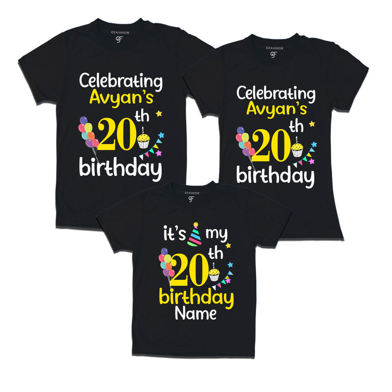 20th birthday name customized t shirts with family