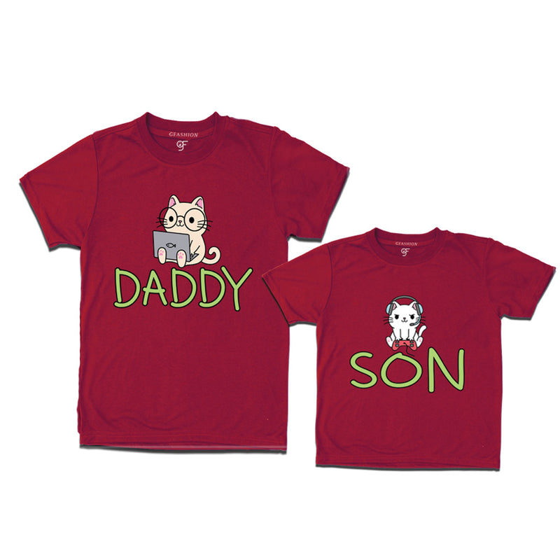 DADDY SON CUTE CATS MATCHING FAMILY T SHIRTS