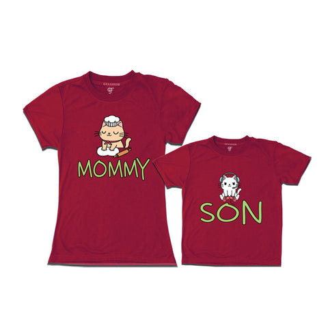 MOMMY SON CUTE CATS MATCHING FAMILY T SHIRTS
