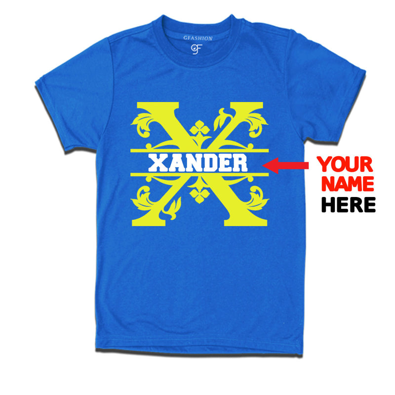 Initial X with name t shirts for kids and adults