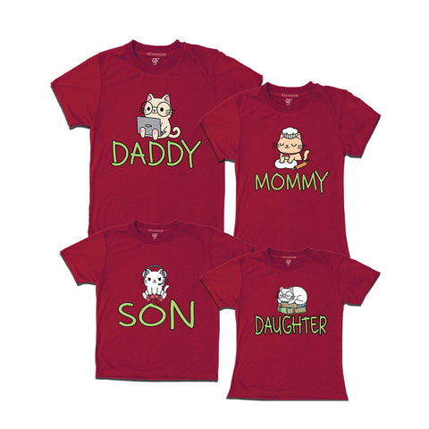 DADDY MOMMY SON DAUGHTER CUTE CATS FAMILY T SHIRTS