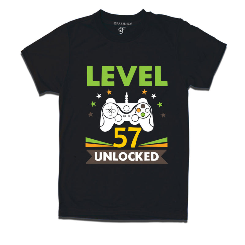 Level 57 Unlocked gamer t-shirts for 57 year old birthday