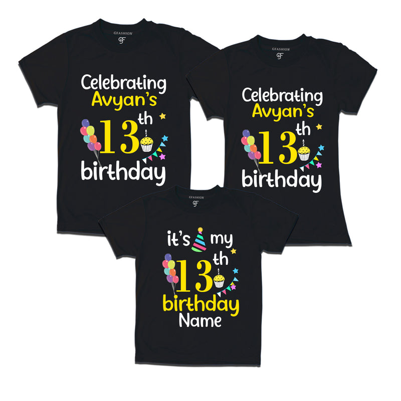 13th birthday name customized t shirts with family