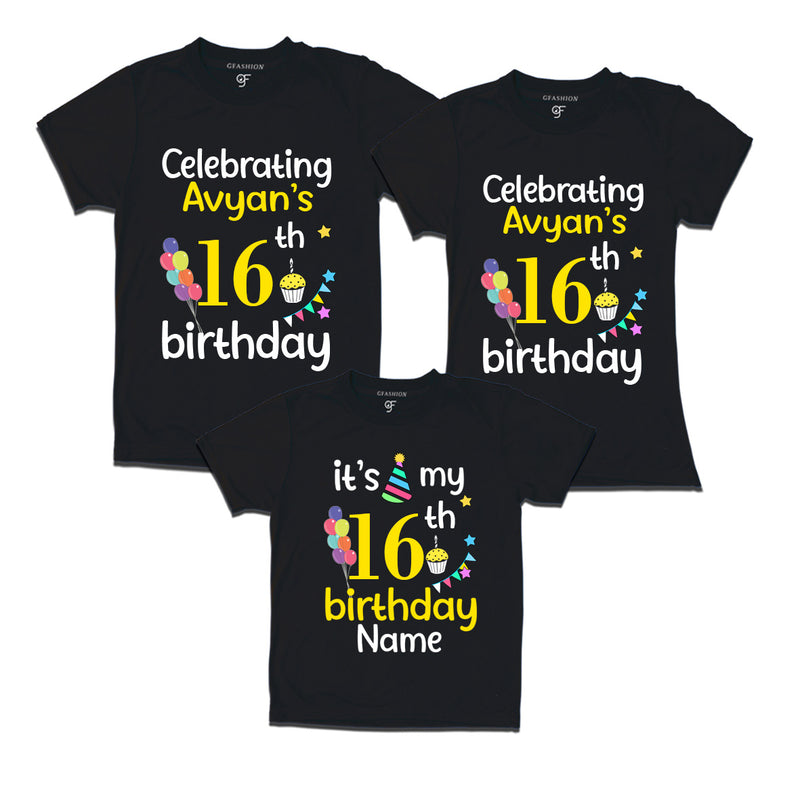 16th birthday name customized t shirts with family