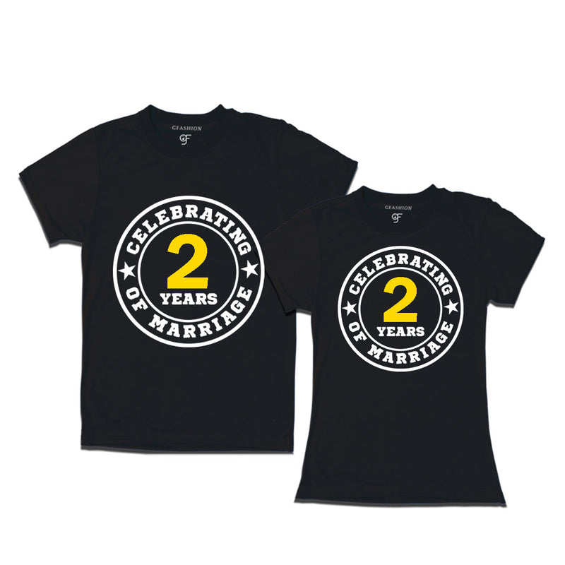Celebrating 2 years of marriage couple t shirts