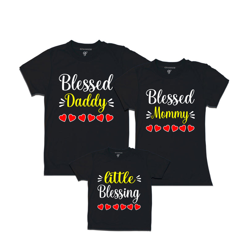 BLESSED DADDY BLESSED MOMMY AND LITTLE BLESSING FAMILY T SHIRTS