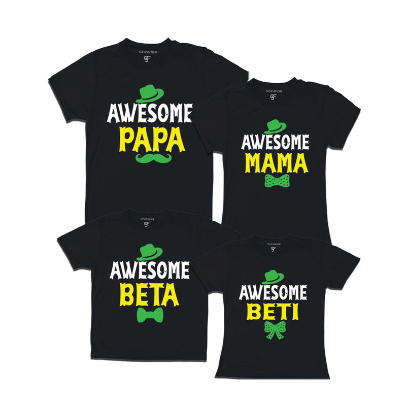 AWESOME PAPA MAMA BETA BETI  FAMILY T SHIRTS