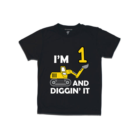 I'm 1 and Digging It t shirts for boys and girls