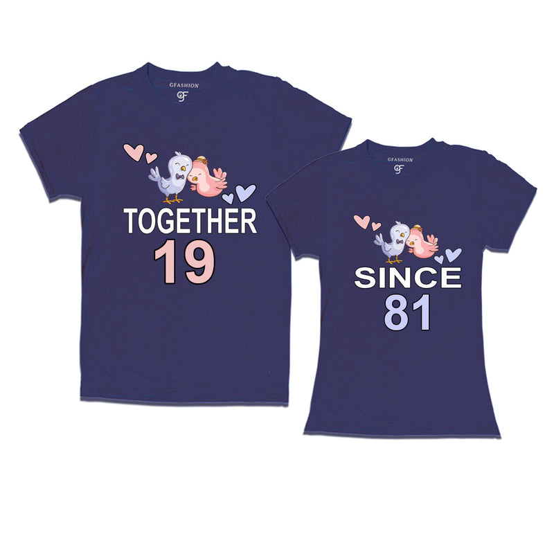 Together since 1981 Couple t-shirts for anniversary with cute love birds