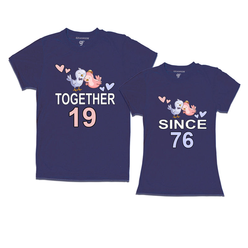 Together since 1976 Couple t-shirts for anniversary with cute love birds